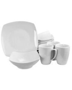 Gibson Home Zen Buffetware 12-Piece Square Dinnerware Set, White