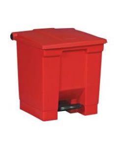 Rubbermaid Step-On Square Plastic Trash Container, 17 1/8in x 15 3/4in x 16 1/4in, 8 Gallons, Red