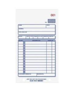 Rediform Carbonless 2-part Sales Book Forms - 50 Sheet(s) - Stapled - 2 Part - Carbonless Copy - 3 3/8in x 6 5/8in Sheet Size - 2 x Holes - Assorted Sheet(s) - Blue Print Color - 1 Each
