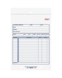 Rediform 3-Part Carbonless Sales Form - 50 Sheet(s) - Stapled - 3 PartCarbonless Copy - 5 1/2in x 7 7/8in Sheet Size - 2 x Holes - White, Yellow, Pink Sheet(s) - Blue Print Color - 1 Each