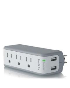 Belkin 3-Outlet Mini Surge Protector With USB Ports, White