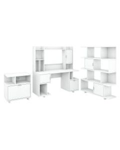 kathy ireland Home by Bush Furniture Madison Avenue 60inW Computer Desk With Hutch/Lateral File Cabinet/Bookcase, Pure White, Standard Delivery