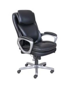 Serta Smart Layers Arlington AIR Bonded Leather High-Back Executive Chair, Black/Silver