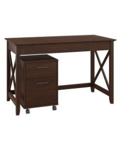 Bush Furniture Key West 48inW Writing Desk With 2 Drawer Mobile File Cabinet, Bing Cherry, Standard Delivery