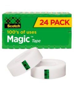 Scotch Magic Invisible Tape, 3/4in x 1000in, Clear, Pack of 24 rolls