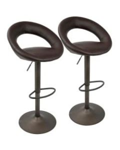 LumiSource Metro Bar Stools, Antique/Brown, Set Of 2 Stools