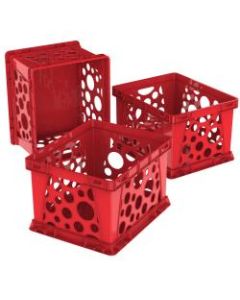 Storex File Crates, Medium Size, Classroom Red, Pack Of 3