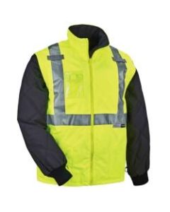 Ergodyne GloWear 8287 Type R Class 2 High-Visibility Thermal Jacket With Removable Sleeves, 5X, Lime