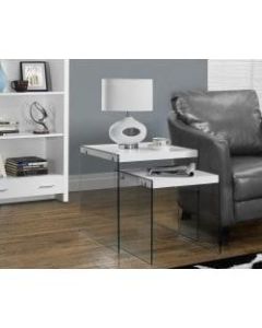 Monarch Specialties 2-Piece Nesting Table Set With Glass Base, Square, Glossy White