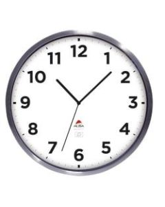 Alba Outdoor Round Wall Clock, 14in Diameter, Stainless Steel