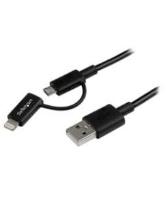 StarTech.com 1m (3 ft) Black Apple 8-pin Lightning Connector or Micro USB to USB Combo Cable for iPhone / iPod / iPad - 3.28 ft Lightning/USB Data Transfer Cable for iPad, iPhone, iPod, PC