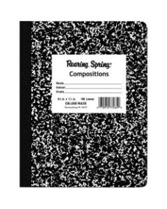 Roaring Spring College Ruled Hard Cover Composition Book, 9.75in x 7.5in 100 Sheets, Black Marble Cover