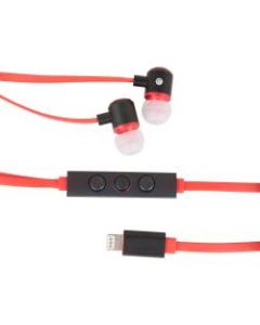 Urban Factory Earphones With Lightning Connector - Stereo - Red - Lightning Connector - Wired - Earbud - Binaural - In-ear - 3.94 ft Cable