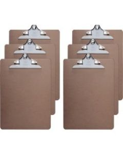 Business Source Hardboard Clipboard - Standard - 9in x 12 1/2in - Hardboard - Brown - 6 / Bundle