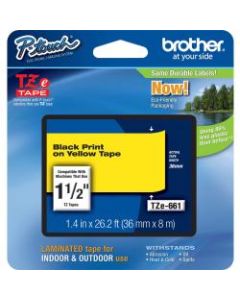 Brother TZe-661 Black-On-Yellow Security Tape, 1.5in x 26.2ft