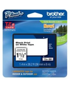 Brother TZe-261 Black-On-White Security Tape, 1.5in x 26ft