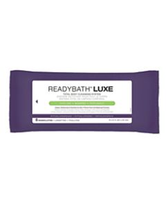 ReadyBath LUXE Total Body Cleansing Heavyweight Washcloths, Scented, 8in x 8in, White, 8 Washcloths Per Pack, Case Of 24 Packs