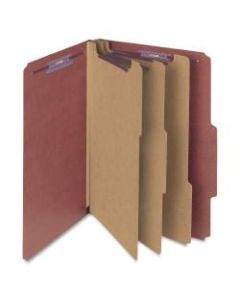 Smead Classification Folders, With SafeSHIELD Coated Fasteners, 3 Dividers, 3in Expansion, Legal Size, 100% Recycled, Red, Box Of 10