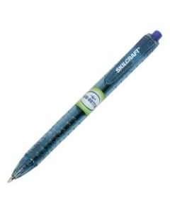 SKILCRAFT Blue Ink Retractable Ballpoint Pens - Medium Pen Point - Retractable - Blue - Transparent Blue Barrel - 12 / Dozen