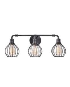 Kenroy Home Cagney 3-Light Vanity Lamp, 25inW, Black