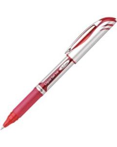 Pentel EnerGel Deluxe Liquid Gel Pen, Medium Point, 0.7 mm, Silver Barrel, Red Ink