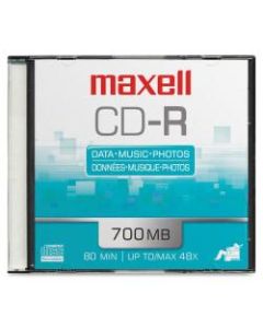 Maxell CD Recordable Media - CD-R - 48x - 700 MB - 1 Pack Slim Jewel Case - 120mm