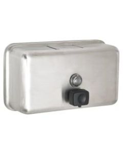 Alpine Horizontal Manual Surface-Mounted Liquid Soap Dispenser, 4-13/16inH x 8-1/8inW x 2-13/16inD, Stainless Steel