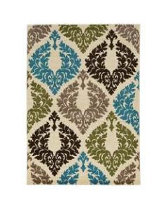 Linon Honora Area Rug, 60inH x 84inW, Dara Turquoise/Cream
