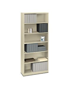 HON Brigade 81 1/8in 6 Shelf Transitional Bookcase, Off-White/Light Finish, Standard Delivery