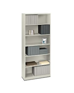 HON Brigade Steel Bookcase, 6 Shelves (4 Adjustable), Light Gray