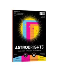 Astrobrights Filler Paper, 8in x 10 1/2in, Wide Ruled, 20 Lb, FSC Certified, Assorted Colors, Pack Of 100 Sheets
