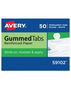 Avery Gummed Index Tabs, Round, White Paper, Box Of 50