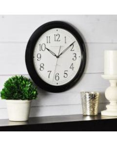 FirsTime Slim Classic Wall Clock, 11in x 1in, Black