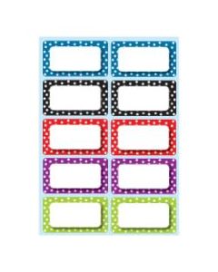 Ashley Productions Die-Cut Magnetic Nameplates, Polka Dot, 3inH x 1 3/4inW x 1/16inD, Assorted Colors, 10 Nameplates Per Pack, Set Of 5 Packs