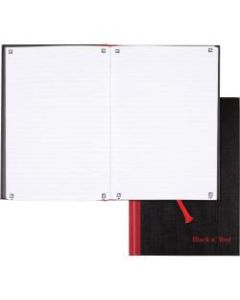 Black n Red Casebound Business Notebook - 96 Sheets - Case Bound - Ruled9.9in7in - Black/Red Cover - Bleed Resistant, Ink Resistant, Smooth, Hard Cover, Ribbon Marker - 1Each