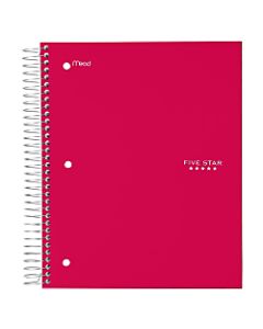 Five Star Trend Notebook, 8 Pockets, 8in x 10 1/2in, 5 Subjects, Wide Ruled, 200 Sheets, Assorted Colors (No Color Choice)