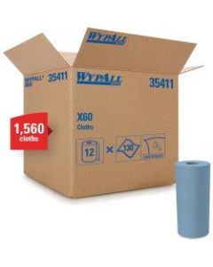 Wypall X60 Cloths - Cloth - 9.80in Width x 13.20in Length - 130 / Roll - 12 / Carton - Blue