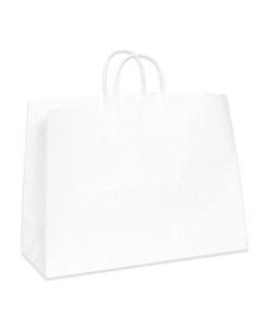 Partners Brand Paper Shopping Bags, 16inW x 6inD x 12inH, White, Case Of 250