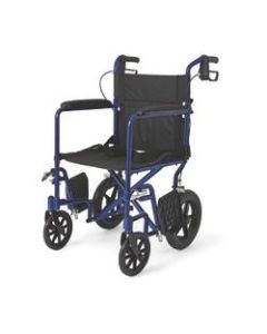 Medline Aluminum Transport Chair, 12in Wheels, Blue