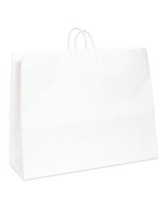 Partners Brand Paper Shopping Bags, 24inW x 7 1/4inD x 18 3/4inH, White, Case Of 125