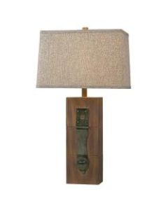 Kenroy Home Locke Table Lamp, 30inH, Tan Shade/Woodgrain Base