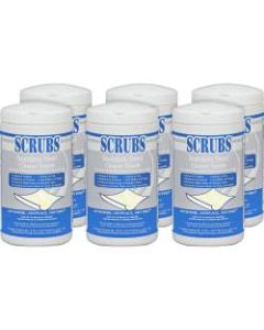 SCRUBS Stainless Steel Cleaner Wipes, Citrus Scent, 32 Oz Bottle, Case Of 6