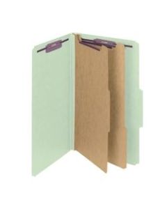 Smead Pressboard Classification Folder With SafeSHIELD Fastener, 2 Dividers, Legal Size, 60% Recycled, Gray/Green