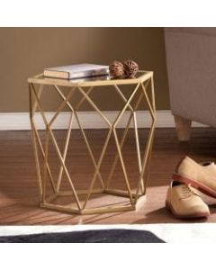 Southern Enterprises Joelle Geometric Accent Table, Polygonal, Soft Gold