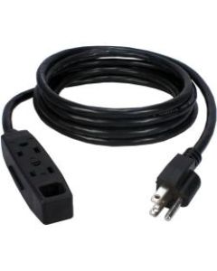 QVS 3-Outlet 3-Prong 10ft Power Extension Cord - 3-prong - 3 x AC Power - 10 ft Cord - 13 A Current - 125 V AC Voltage - 1625 W - Wall Mountable - 3-prong - 3 x AC Power - 10 ft Cord - 13 A Current - 125 V AC Voltage - 1625 W - Wall Mountable - Black