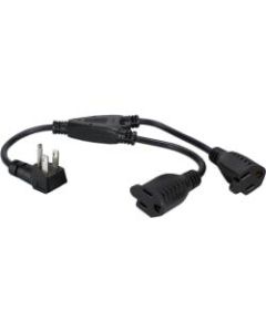 QVS 12 Inches 90degree Flat-Plug OutletSaver AC Power Splitter Adaptor - For UPS, Power Adapter, Power Strip - Black - 1 ft Cord Length - 1