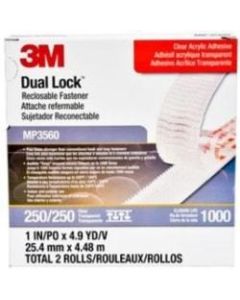 3M Dual Lock Reclosable Fastener Tape, MP-3560, 1in x 15ft, Clear