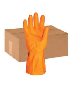 ProGuard Deluxe Flock Lined Latex Gloves, Large, Orange, Pack Of 12