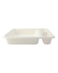 Stalk Market Compostable Food Trays, 3-Compartment, 16in x 19in, White, Pack Of 400 Trays
