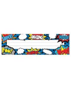 Teacher Created Resources Flat Name Plates, 3 1/2in x 11 1/2in, Superhero, 36 Plates Per Pack, Case Of 5 Packs
